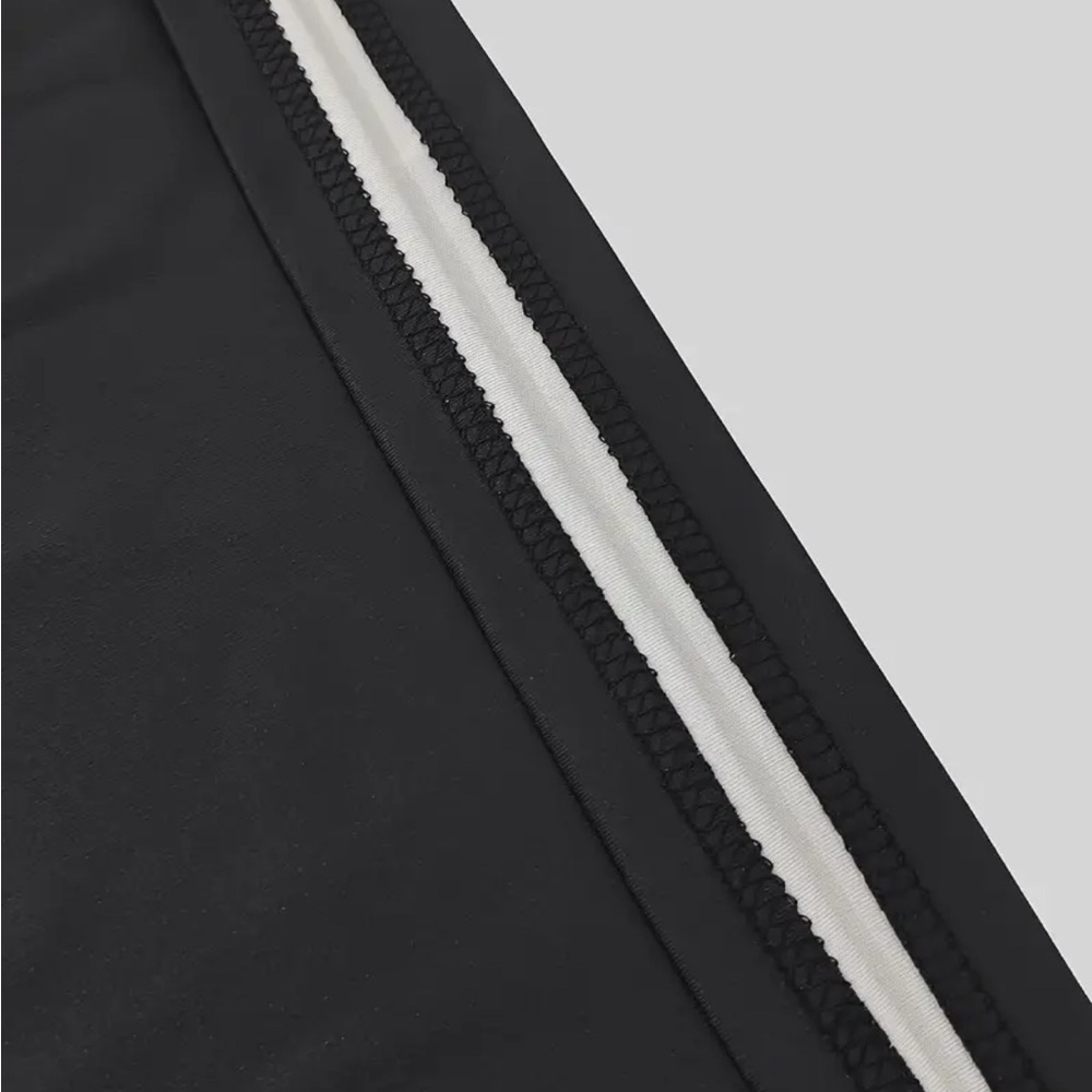Men's Black and White Striped Polo Shirt - Picture 5 of 8